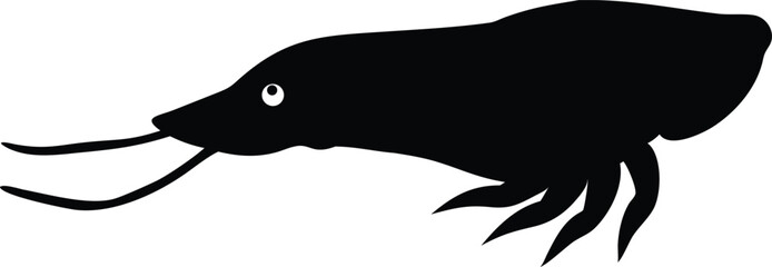 Obraz premium Simple black and white vector illustration of a sea creature silhouette with a white background