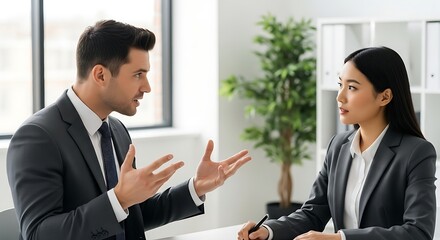 Serious Business Discussion  Two Professionals in a Corporate Meeting