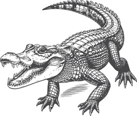 Naklejka premium Hand-Drawn Alligator Illustration