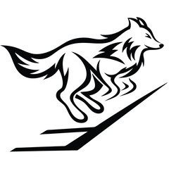 Dynamic Running Wolf Tribal Style Vector Illustration