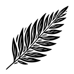 Obraz premium Palm leaf silhouette in black and white minimalist style
