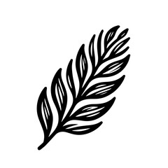 Obraz premium Fern leaf silhouette in black and white minimalist style
