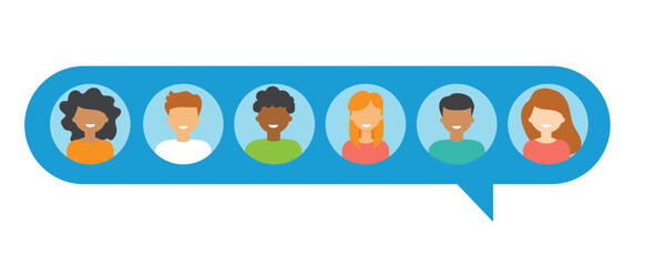 diverse people in speech bubble,importance of inclusive communication