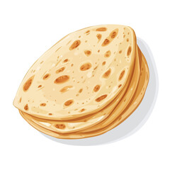 Flat 2D Chapati illustration, vector graphic in icon style, on white background