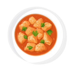 2D flat vector illustration of a Chicken Paprikash in icon style, isolated on white background