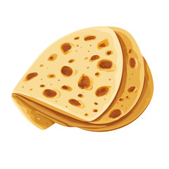 Flat 2D Chapati illustration, vector graphic in icon style, on white background