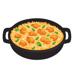 Flat 2D Arroz Con Pollo illustration, vector graphic in icon style, on white background