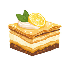 Baklava Cheesecake, flat style 2D vector image, isolated on a white background