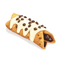 Flat 2D Cannoli illustration, vector graphic in icon style, on white background
