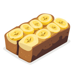2D flat vector illustration of a Banana Bread in icon style, isolated on white background