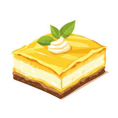 Baklava Cheesecake, flat style 2D vector image, isolated on a white background