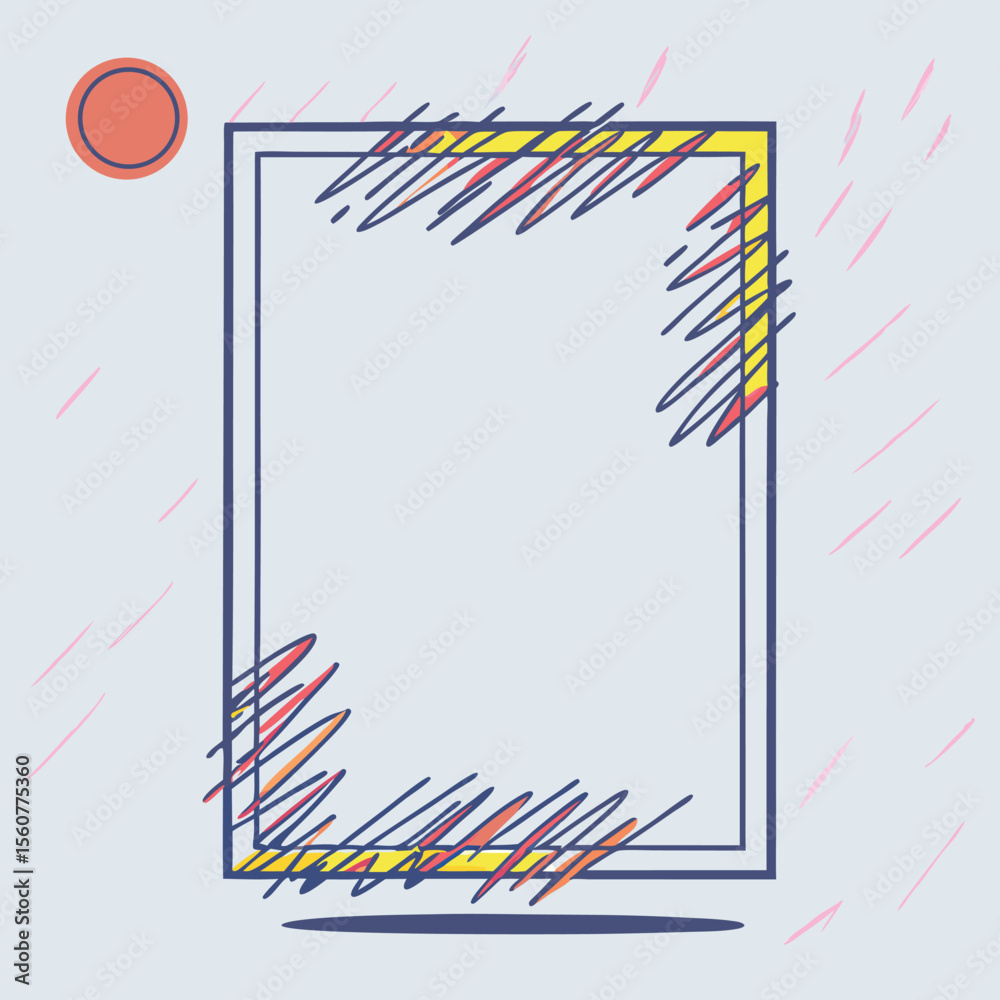 Poster abstract artistic frame with scribbled elements design on a transparent canvas