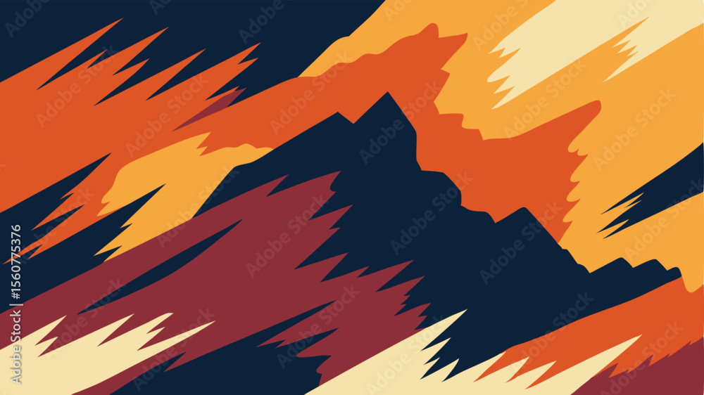 Poster abstract artistic design with warm tones and sharp edges on a transparent background