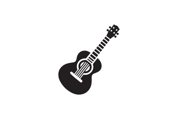 Fototapeta premium A guitar silhouette with a simple, understated design set against a white background Simple