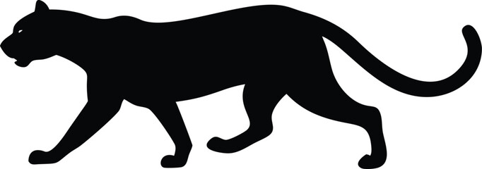 Black panther silhouette walking vector illustration isolated on white background for design
