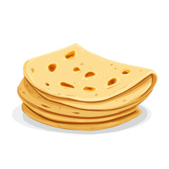 Minimal flat vector of a Chapati, 2D icon-style illustration on white background