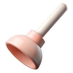 Modern pink plunger with a white handle isolated on transparent background