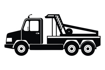 Naklejka premium Tow Truck Side View Black Silhouette with Six Wheels and Boom Lift Detail