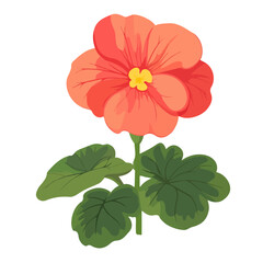 Minimal flat vector of a Begonia Flower, 2D icon-style illustration on white background
