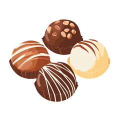 Minimal flat vector of a Chocolate Truffles, 2D icon-style illustration on white background