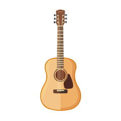 Obraz premium 2D flat vector illustration of a Acoustic Guitar in icon style, isolated on white background