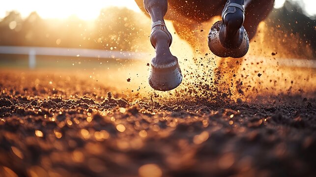 Horse Racing with Sunset, and Action.