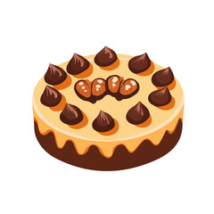Chestnut Cake, flat style 2D vector image, isolated on a white background