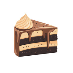 Flat 2D Chocolate Cake illustration, vector graphic in icon style, on white background