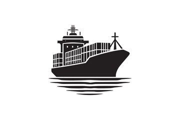 Obraz premium A cargo ship silhouette with a simple, understated design set against a white background Simple