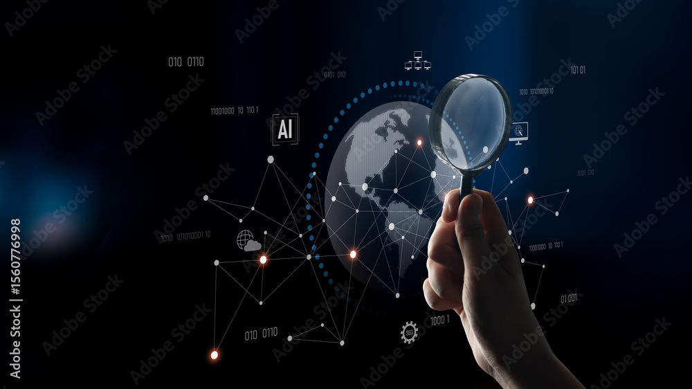Poster global ai network showing connection between ai, global, and network elements across the digital wor