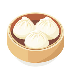 Minimal flat vector of a Baozi, 2D icon-style illustration on white background