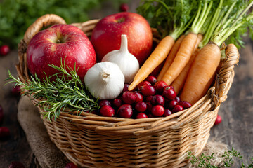 Fresh fruits and vegetables for boosting immunity and health Generative AI