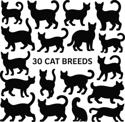 A collection of vector animal silhouettes, including various cat, dog, and horse designs, perfect for pet-themed illustrations