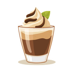 2D flat vector illustration of a Chocolate Mousse in icon style, isolated on white background