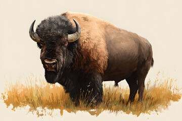 Illustration of american bison buffalo. Bison tell ten yell day on 2nd September