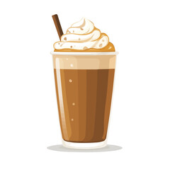 2D flat vector illustration of a Coffee Frappuccino in icon style, isolated on white background