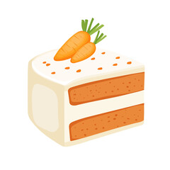 Minimal flat vector of a Carrot Cake, 2D icon-style illustration on white background