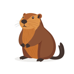 2D flat vector illustration of a Beaver in icon style, isolated on white background © Antoni