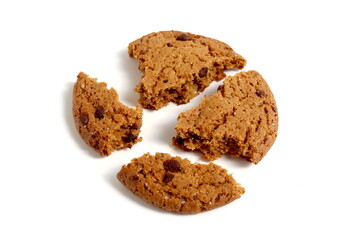There are oatmeal cookies on a white background.