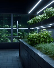 Smart indoor garden with hydroponic systems and LED lighting Generative AI