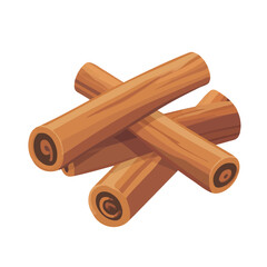 Flat 2D Cinnamon illustration, vector graphic in icon style, on white background