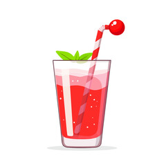 Cherry Soda, flat style 2D vector image, isolated on a white background