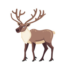 2D flat vector illustration of a Caribou in icon style, isolated on white background