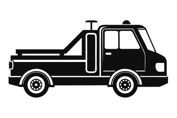 Cartoon Black and White Truck Illustration with Roll Bar and Small Light on Top