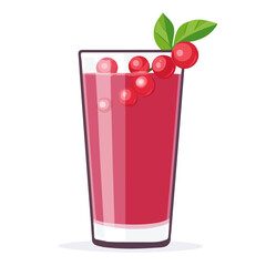 2D flat vector illustration of a Cranberry Spritzer in icon style, isolated on white background