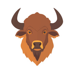 2D flat vector illustration of a Buffalo in icon style, isolated on white background