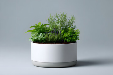 Smart indoor garden system with various herbs and plants Generative AI