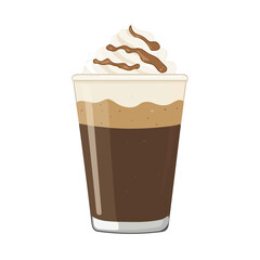 Coffee Frappuccino, flat style 2D vector image, isolated on a white background