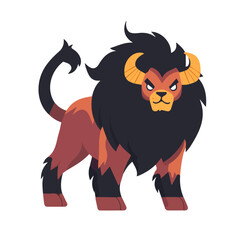 Flat 2D Chimera illustration, vector graphic in icon style, on white background