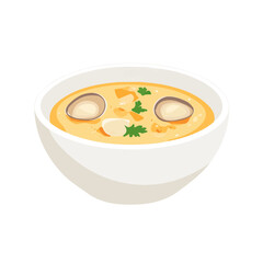 Clam Chowder, flat style 2D vector image, isolated on a white background